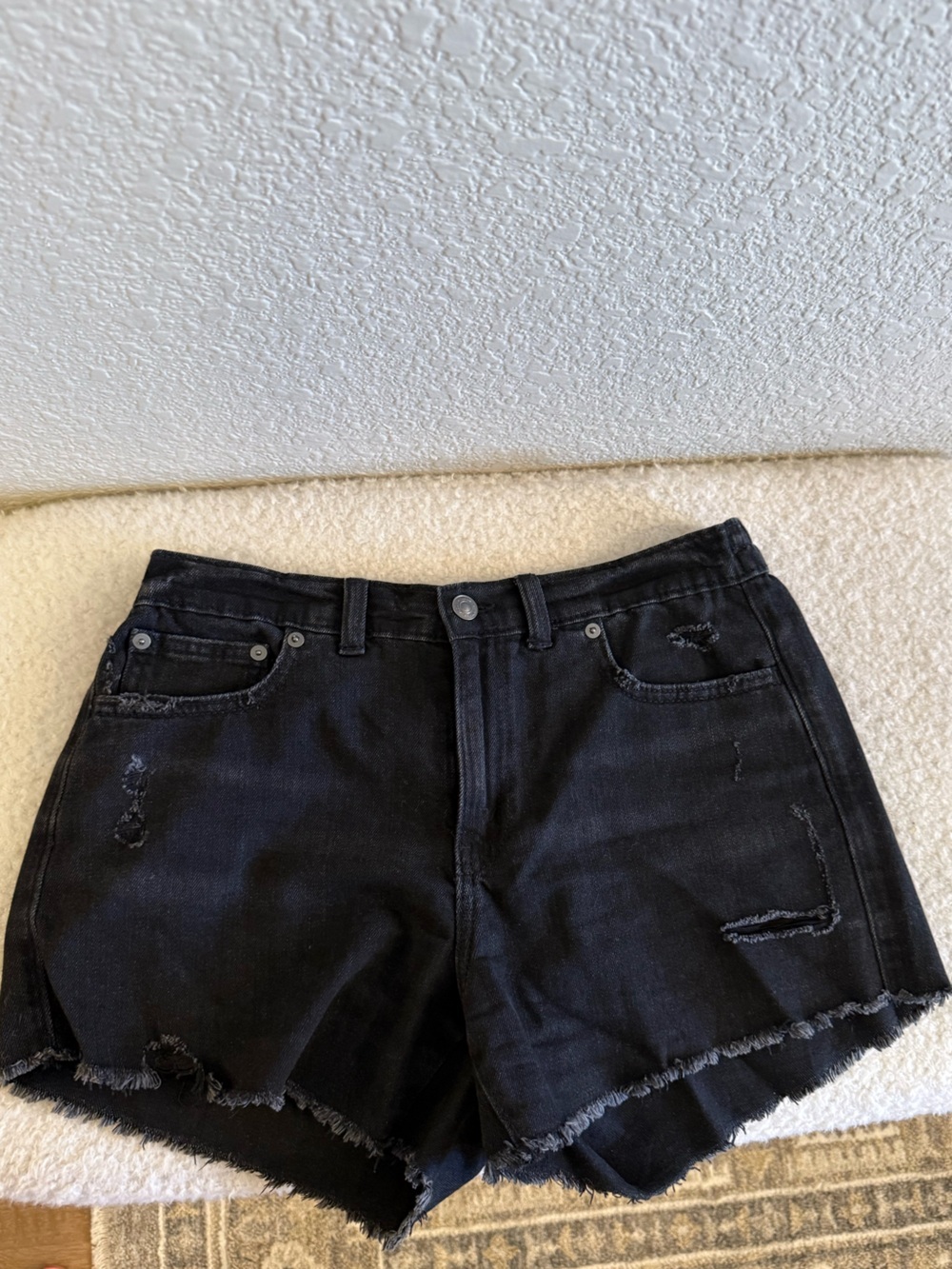 aerie Black Summer Daydream Distressed Denim Cutoff Shorts